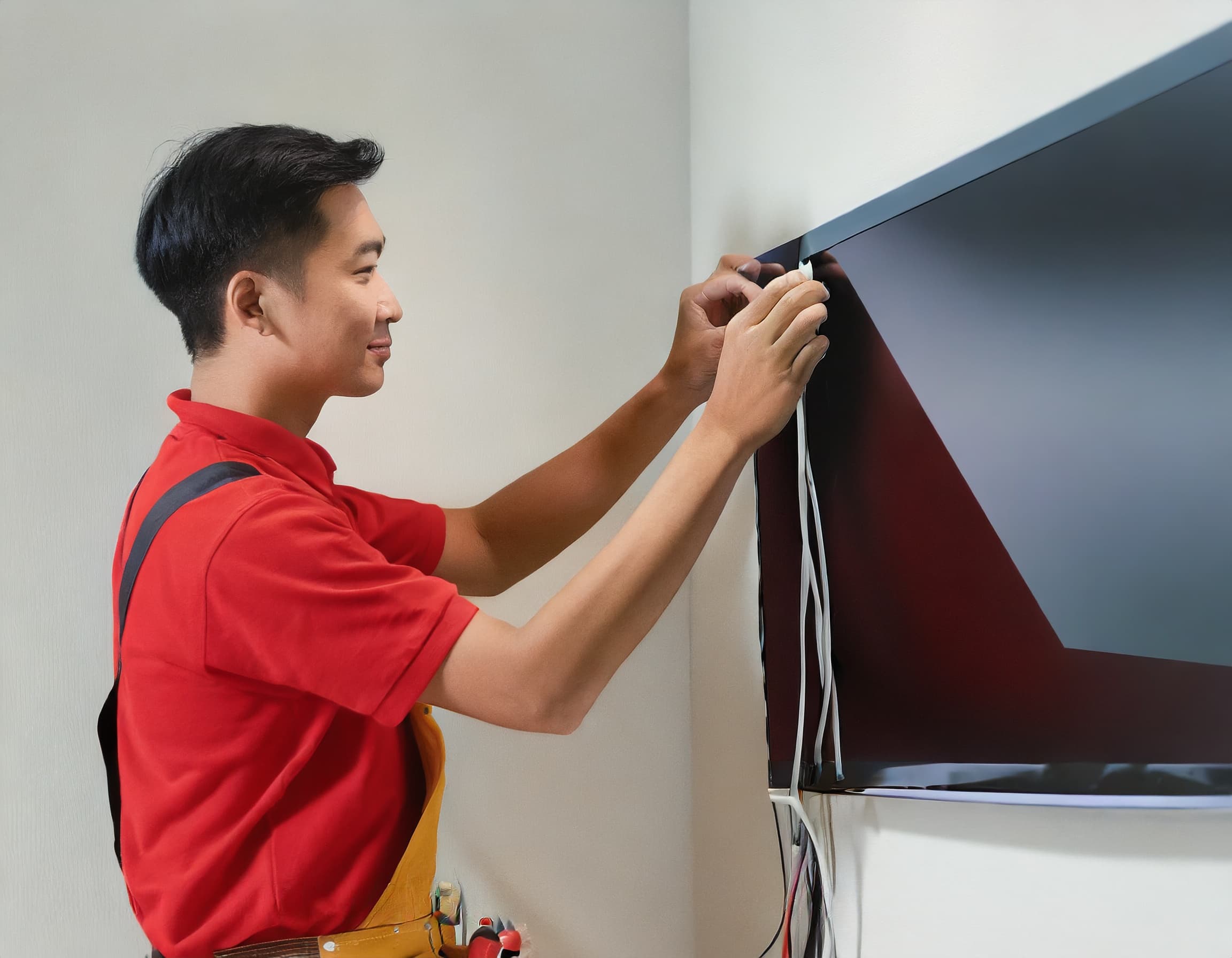 StringsSG handyman installing TV on wall - StringsSG