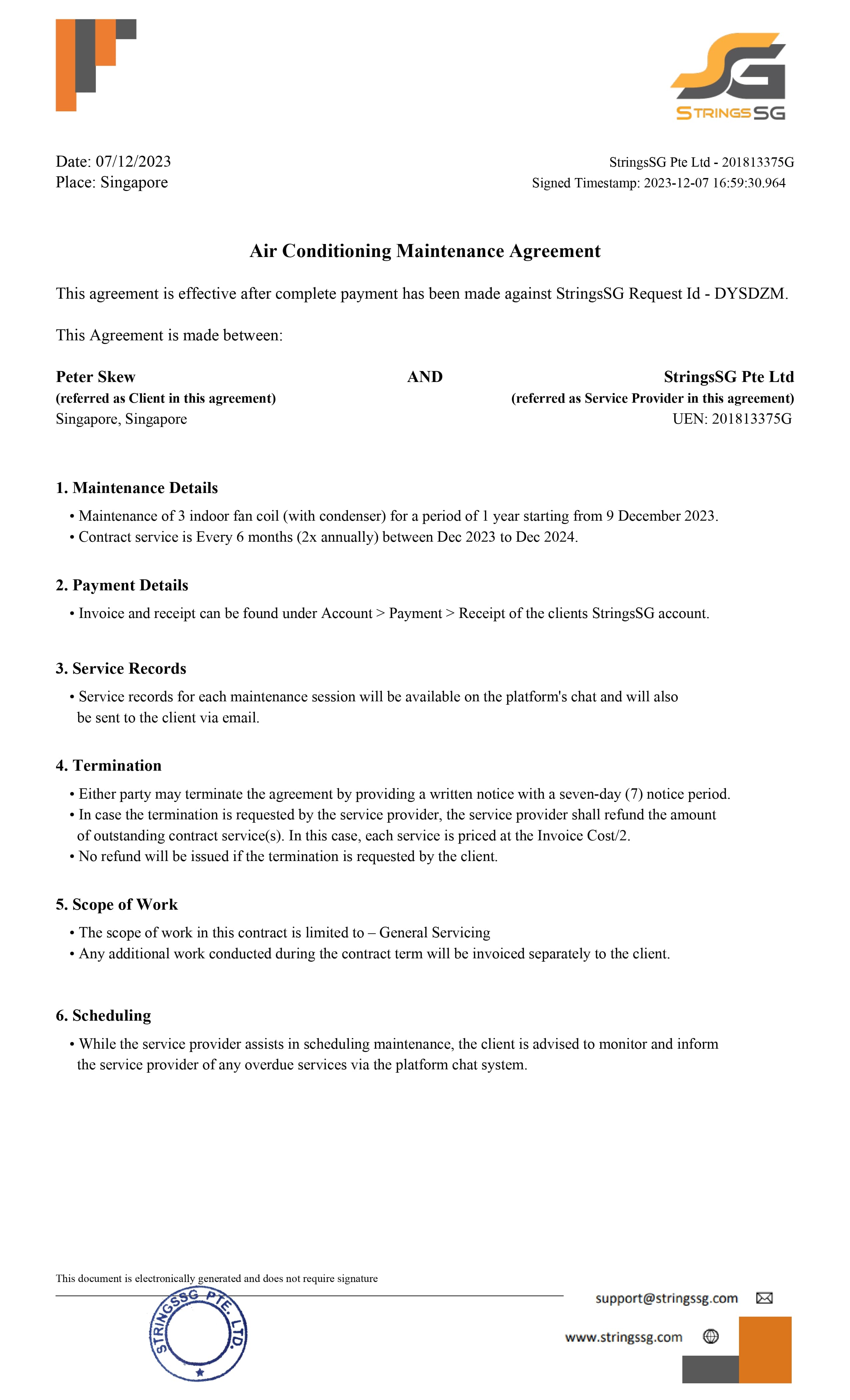 StringsSG Aircon Service Provider Communication