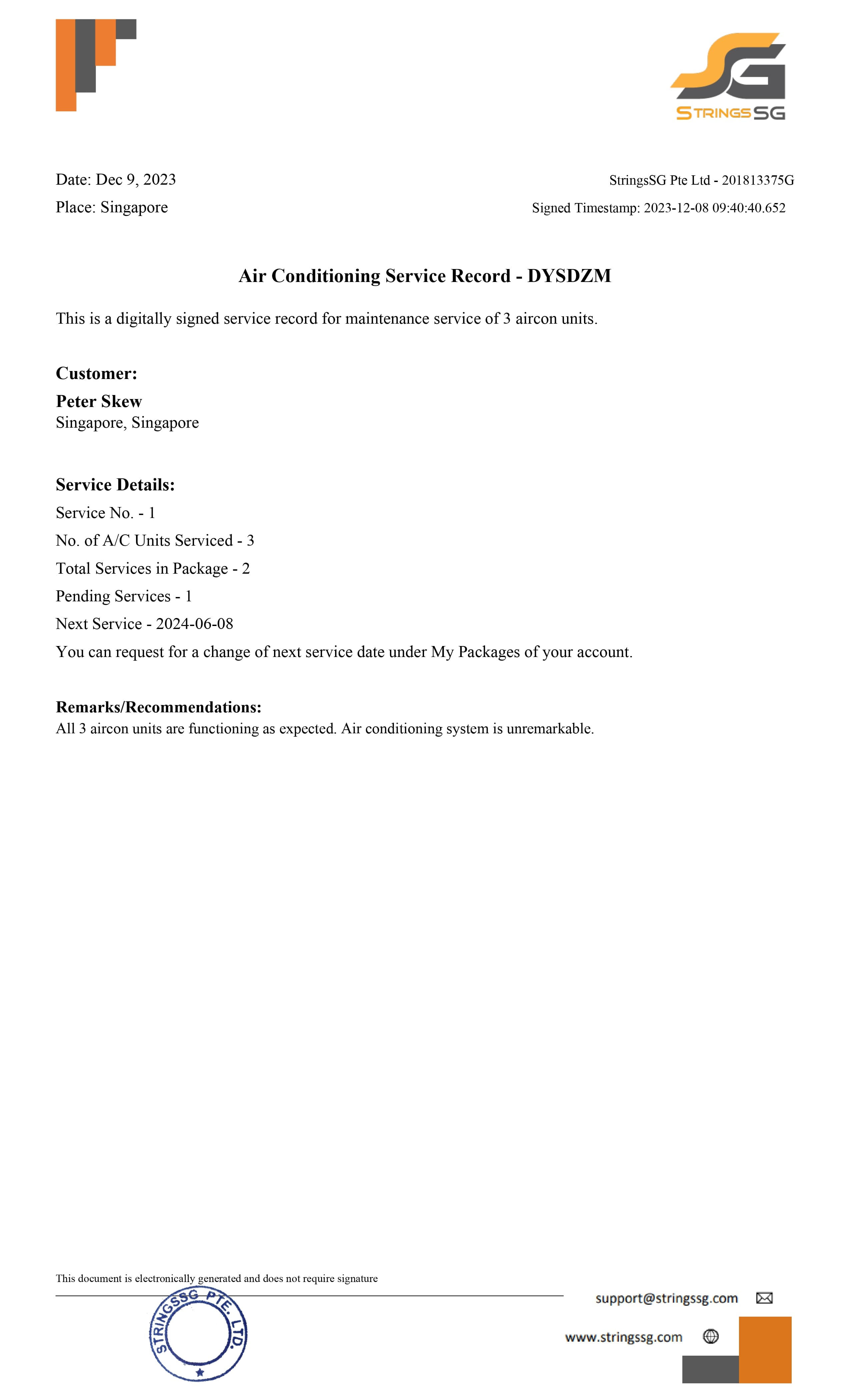StringsSG Aircon Service Provider Communication