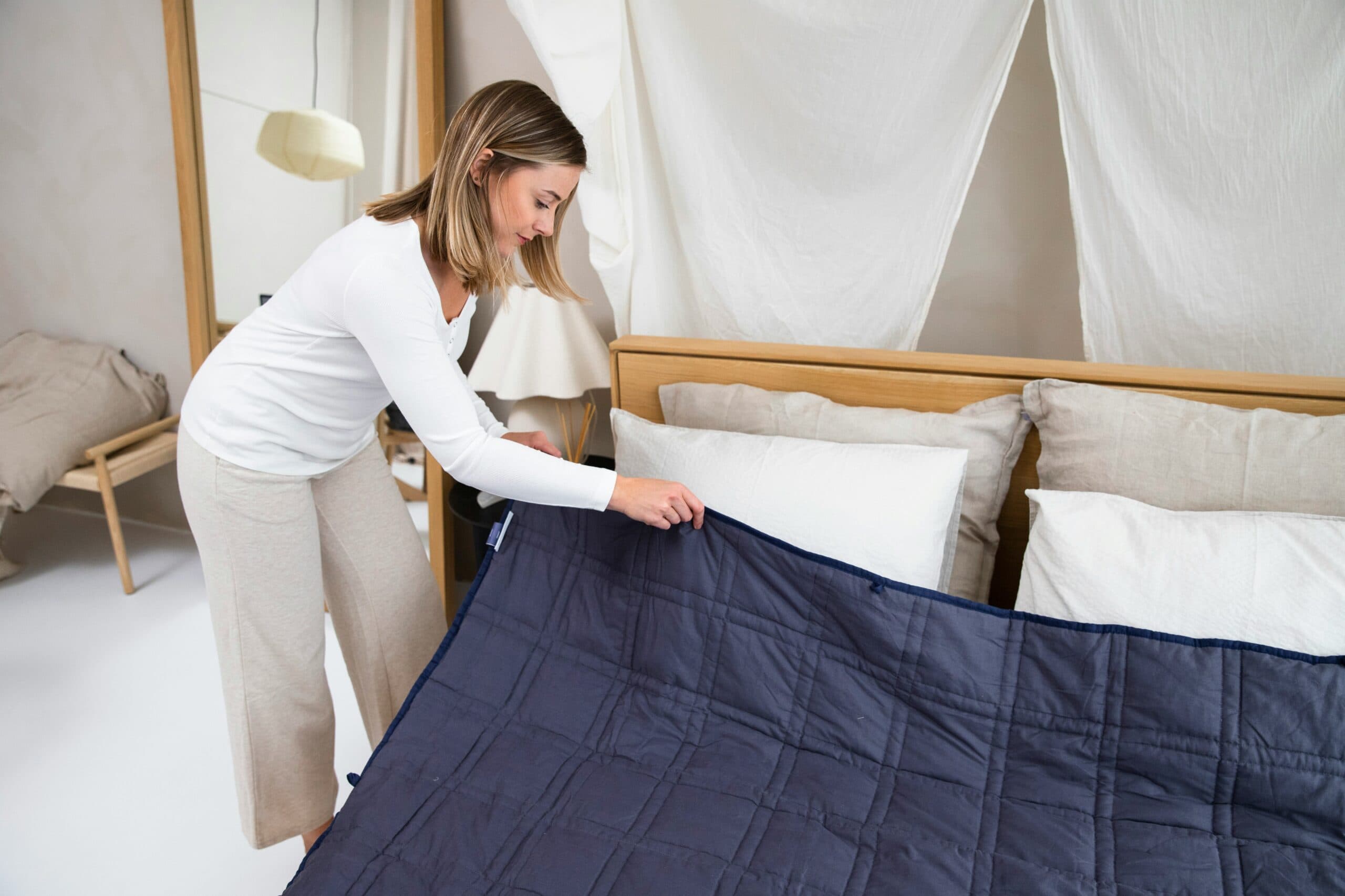 lady making the bed