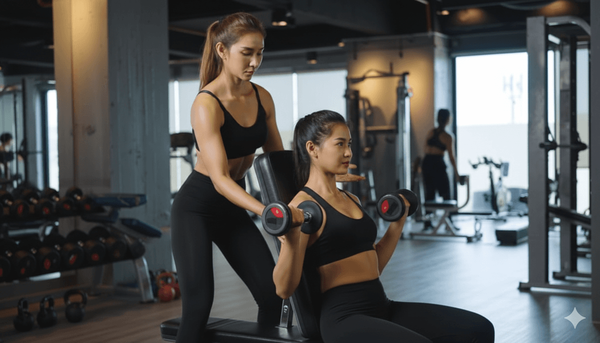 StringsSG certified personal trainer guiding client