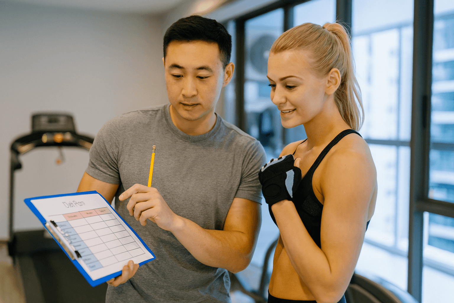 Personal trainer doing diet plan consultation