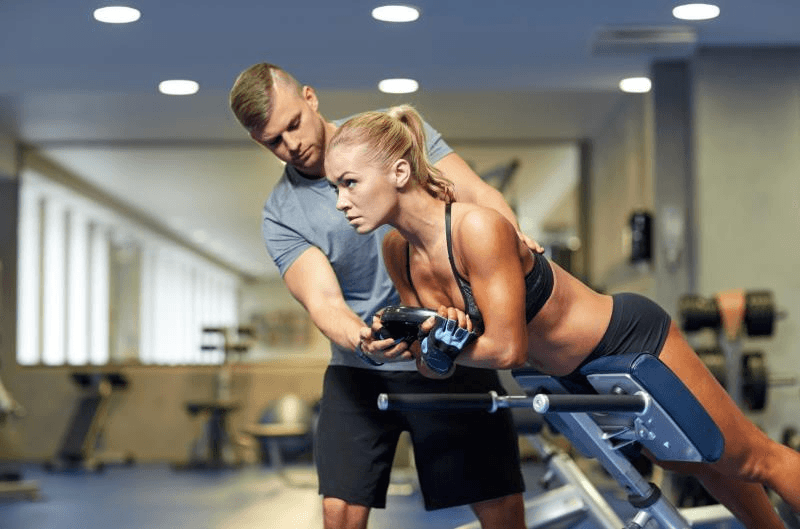 Personal training session with fitness coach